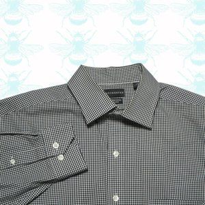 Rochester Black White Long Sleeve Button Up Dress Shirt Egyptian Cotton 17 32/33